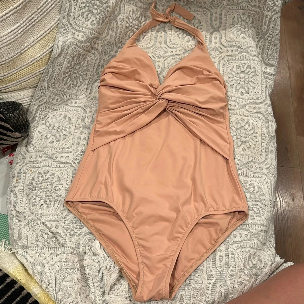 Women's Halter One-Piece Swimsuit - Nude Pink